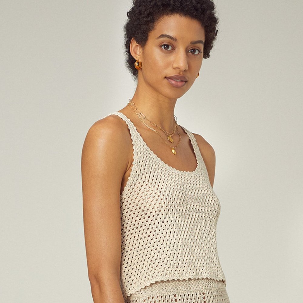 NWOT. Wilfred (Aritzia). Caraway Tank (Crochet Tank Top). Birch. Size Medium.